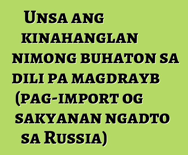 Unsa ang kinahanglan nimong buhaton sa dili pa magdrayb (pag-import og sakyanan ngadto sa Russia)