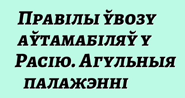 Правілы ўвозу аўтамабіляў у Расію. Агульныя палажэнні