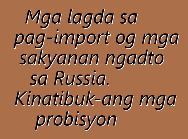 Mga lagda sa pag-import og mga sakyanan ngadto sa Russia. Kinatibuk-ang mga probisyon