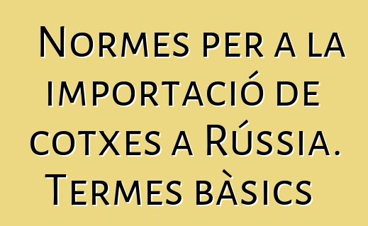 Normes per a la importació de cotxes a Rússia. Termes bàsics