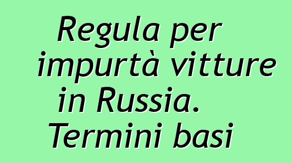 Regula per impurtà vitture in Russia. Termini basi