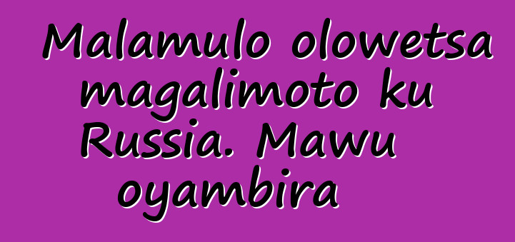 Malamulo olowetsa magalimoto ku Russia. Mawu oyambira