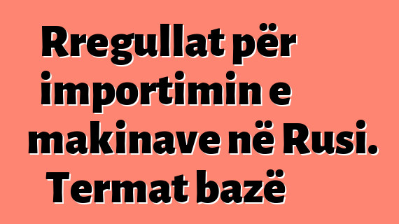 Rregullat për importimin e makinave në Rusi. Termat bazë
