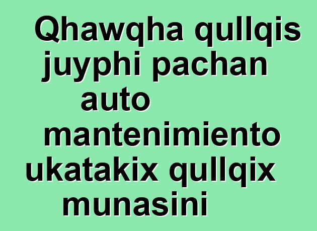Qhawqha qullqis juyphi pachan auto mantenimiento ukatakix qullqix munasini