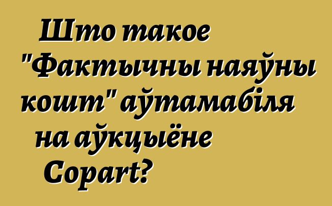 Што такое "Фактычны наяўны кошт" аўтамабіля на аўкцыёне Copart?