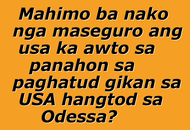 Mahimo ba nako nga maseguro ang usa ka awto sa panahon sa paghatud gikan sa USA hangtod sa Odessa?