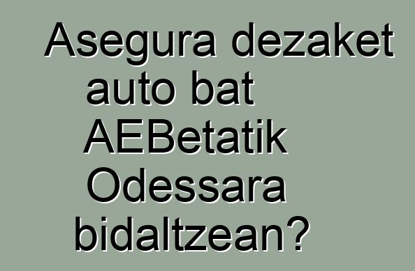 Asegura dezaket auto bat AEBetatik Odessara bidaltzean?