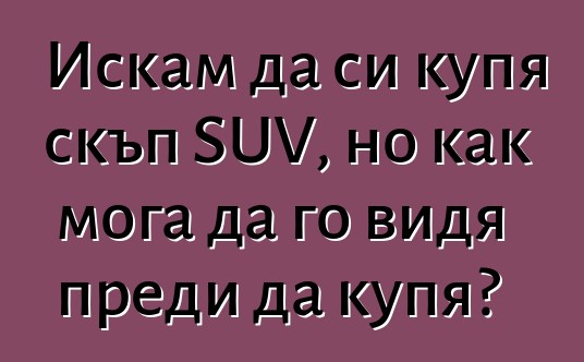 Искам да си купя скъп SUV, но как мога да го видя преди да купя?