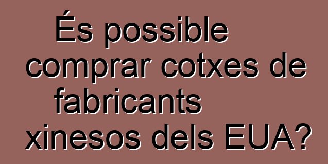 És possible comprar cotxes de fabricants xinesos dels EUA?