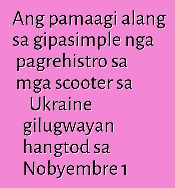Ang pamaagi alang sa gipasimple nga pagrehistro sa mga scooter sa Ukraine gilugwayan hangtod sa Nobyembre 1