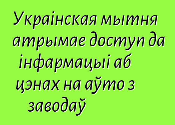 Украінская мытня атрымае доступ да інфармацыі аб цэнах на аўто з заводаў