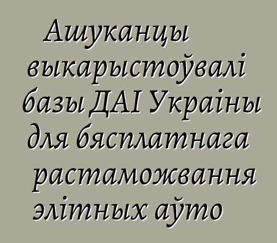 Ашуканцы выкарыстоўвалі базы ДАІ Украіны для бясплатнага растаможвання элітных аўто