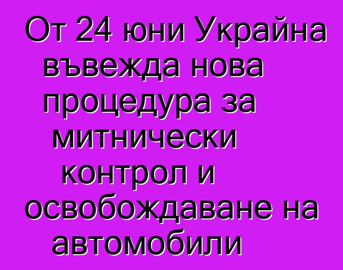 От 24 юни Украйна въвежда нова процедура за митнически контрол и освобождаване на автомобили