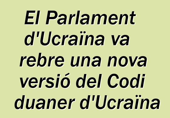El Parlament d'Ucraïna va rebre una nova versió del Codi duaner d'Ucraïna