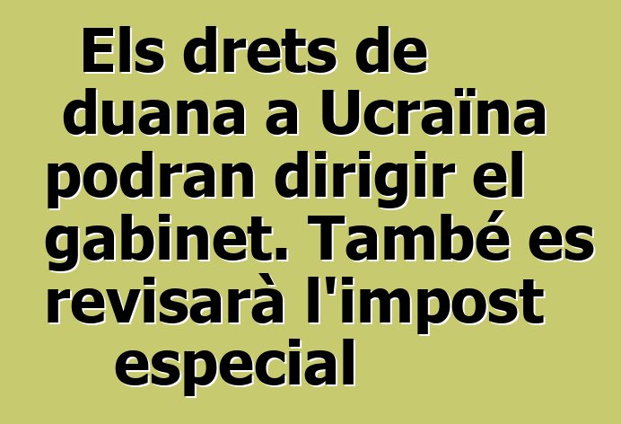 Els drets de duana a Ucraïna podran dirigir el gabinet. També es revisarà l'impost especial