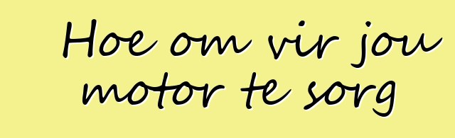 Hoe om vir jou motor te sorg