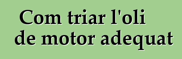 Com triar l'oli de motor adequat