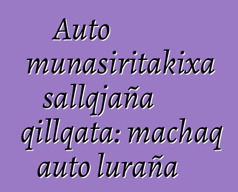 Auto munasiritakixa sallqjaña qillqata: machaq auto luraña