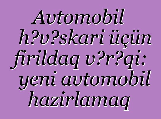 Avtomobil həvəskarı üçün fırıldaq vərəqi: yeni avtomobil hazırlamaq