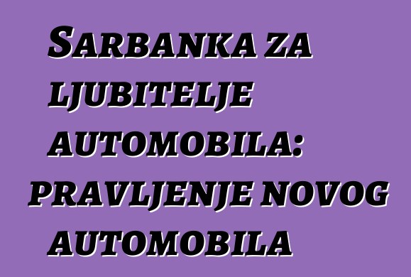 Šarbanka za ljubitelje automobila: pravljenje novog automobila