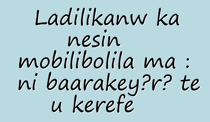 Ladilikanw ka ɲɛsin mobilibolila ma : ni baarakɛyɔrɔ tɛ u kɛrɛfɛ