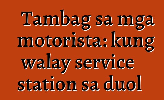 Tambag sa mga motorista: kung walay service station sa duol