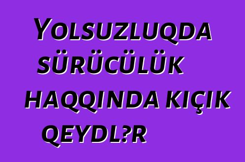 Yolsuzluqda sürücülük haqqında kiçik qeydlər