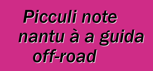 Picculi note nantu à a guida off-road
