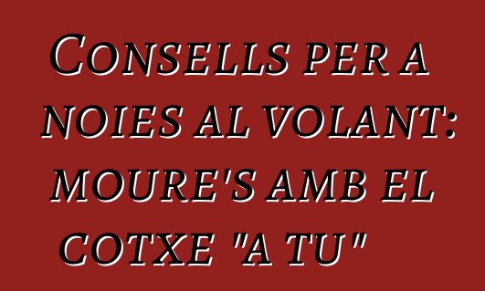 Consells per a noies al volant: moure's amb el cotxe "a tu"