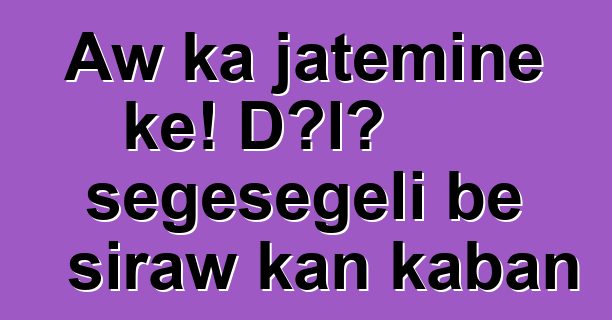 Aw ka jateminɛ kɛ! Dɔlɔ sɛgɛsɛgɛli bɛ siraw kan kaban